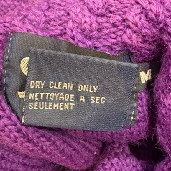 VINTAGE 1990s SERAC Cable Knit Mock Neck Sweater in Purple – Size Medium - Picture 7 of 7